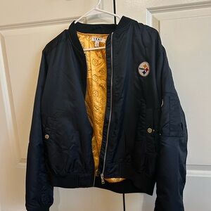 Women’s Pittsburgh Steelers WEAR by Erin Andrews Black Full Sip Bomber Jacket